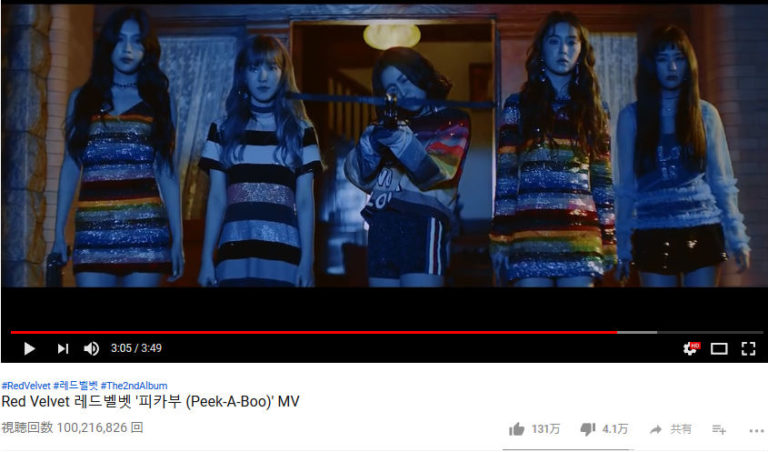 Red Velvetの”Peek-A-Boo”MV、1億回の再生回数を達成