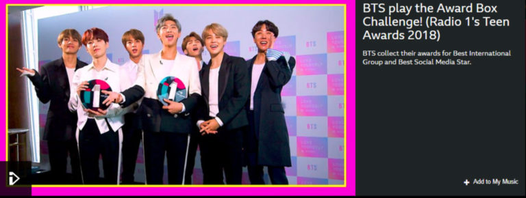 BTS(防弾少年団)、BBCラジオ1の”Teen Awards”で2冠獲得