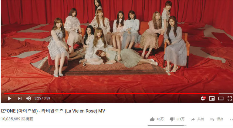 IZOneの”La Vie en Rose”MV、再生回数が1000万回突破