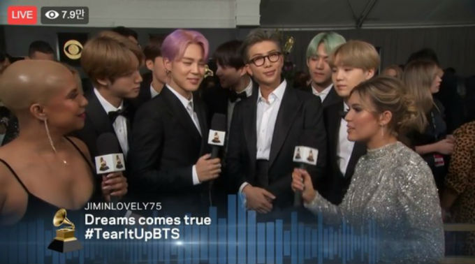 BTS(防弾少年団)、グラミー賞のレッドカーペットに登場！