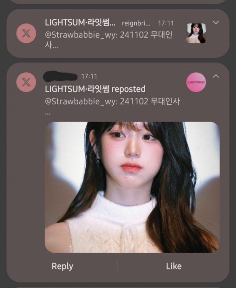 Lightsum公式アカ、「ウォニョン」ぷく顔写真をリポスト！