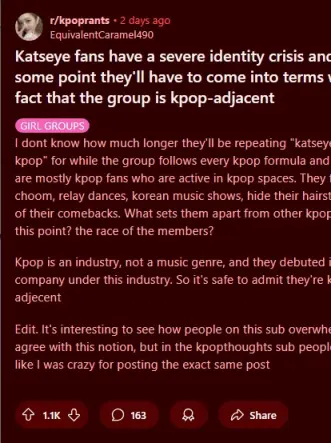 Katseyeは、K-POPか論争…..ファン主張「グローバルグル」→ 反論の声「XGと同じ、都合良い時だけK-POP」[Reddit反応]