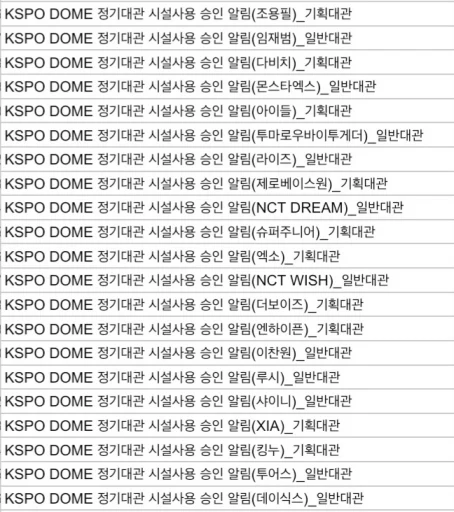 KSPOドーム「2026年」公演情報流出！EXO, ゼベワン, TWS, Enhypenなどがブッキング済み