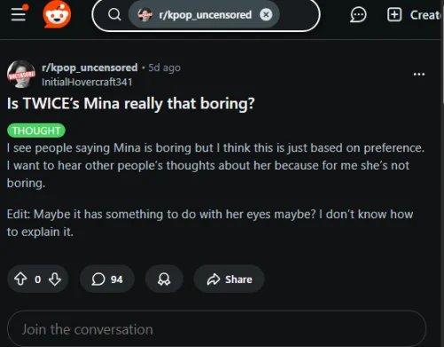 TWICEミナは「退屈なパフォーマー?」…海外K-POPファンが議論「エネルギッシュじゃない」「表情変化がない」「いつも真顔」[Reddit]