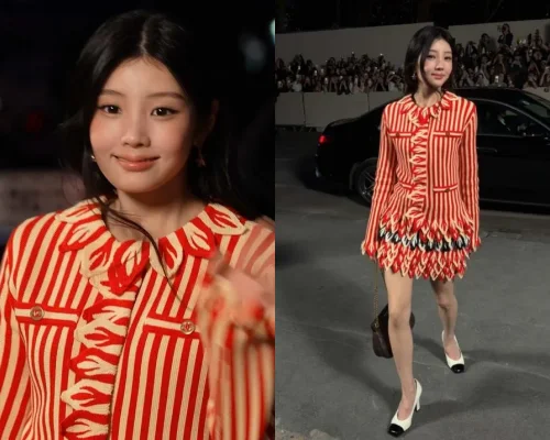 ILLITウォンヒ、パリコレ「シャネル2027春夏ショー」出席！赤白ストライプ服に賛否