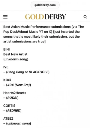 IVE, Cortis, H2H, Ateez、グラミー 「アジア部門」受賞狙いエントリー！BTSボイコットに追随せず